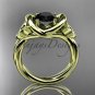 14kt yellow gold trinity celtic twisted rope wedding ring with a Black Diamond center stone RPCT9146
