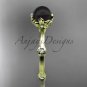 14k yellow gold Tahitian Black Pearl vine and leaf engagement ring ABP38