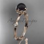 14k rose gold Tahitian Black Pearl vine and leaf engagement ring ABP38