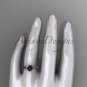 14k rose gold Tahitian Black Pearl vine and leaf engagement ring ABP38