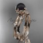 14k rose gold Tahitian Black Pearl vine and leaf engagement set ABP38S
