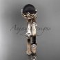 14k rose gold Tahitian Black Pearl vine and leaf engagement set ABP38S