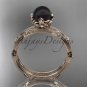 14k rose gold Tahitian Black Pearl vine and leaf engagement set ABP38S