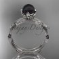 Platinum Tahitian Black Pearl vine and leaf engagement set ABP38S
