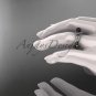 Platinum Tahitian Black Pearl vine and leaf engagement set ABP38S