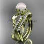 14k yellow Gold Pearl Flower and Leaf Engagement Set AP70S