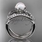 Platinum Pearl Flower and Leaf Engagement Set AP70S