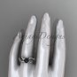 Platinum Tahitian Black Pearl Flower and Leaf Engagement Ring ABP70