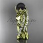 14k yellow Gold Tahitian Black Pearl Flower and Leaf Engagement Set ABP70S