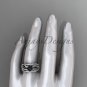 Platinum Tahitian Black Pearl Engagement Ring with a Double Matching Band ABP70S