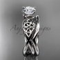 14kt white gold celtic trinity knot engagement set with a Moissanite center stone CT770S