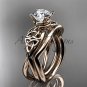 14kt rose gold celtic trinity knot engagement set with a Moissanite center stone CT770S