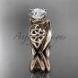 14kt rose gold celtic trinity knot engagement set with a Moissanite center stone CT770S