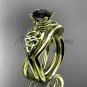 14kt yellow gold celtic trinity knot engagement set with a Black Diamond center stone CT770S