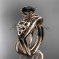 14kt rose gold celtic trinity knot engagement set with a Black Diamond center stone CT770S