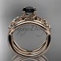 14kt rose gold celtic trinity knot engagement set with a Black Diamond center stone CT770S