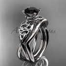 Platinum celtic trinity knot engagement set with a Black Diamond center stone CT770S