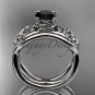 Platinum celtic trinity knot engagement set with a Black Diamond center stone CT770S