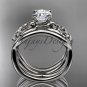14kt white gold celtic trinity knot engagement ring with a double matching band CT770S