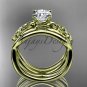 14kt yellow gold celtic trinity knot engagement ring with a double matching band CT770S