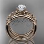 14kt rose gold celtic trinity knot engagement ring with a double matching band CT770S