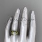 14kt yellow gold celtic engagement ring with Moissanite center stone and double matching band CT770S
