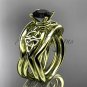 14kt yellow celtic engagement ring with Black Diamond center stone and double matching band CT770S