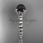 14kt white gold diamond vine round tahitian black cultured pearl engagement ring ABP34