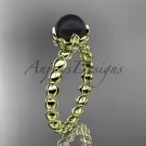 14kt yellow gold diamond vine round tahitian black cultured pearl engagement ring ABP34