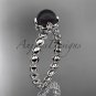 Platinum diamond vine round tahitian black cultured pearl engagement ring ABP34