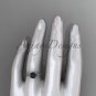 Platinum diamond vine round tahitian black cultured pearl engagement ring ABP34