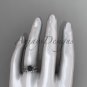 14kt white gold diamond vine round tahitian black cultured pearl engagement set ABP34S
