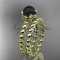 14kt yellow gold diamond vine round tahitian black cultured pearl engagement set ABP34S