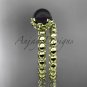 14kt yellow gold diamond vine round tahitian black cultured pearl engagement set ABP34S