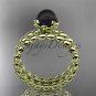14kt yellow gold diamond vine round tahitian black cultured pearl engagement set ABP34S