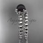 Platinum diamond vine round tahitian black cultured pearl engagement set ABP34S