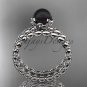 Platinum diamond vine round tahitian black cultured pearl engagement set ABP34S