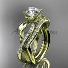14kt yellow gold diamond leaf and flower wedding set ADLR70S