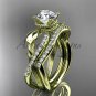 14kt yellow gold diamond leaf and flower wedding set ADLR70S