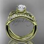 14kt yellow gold diamond leaf and flower wedding set ADLR70S
