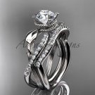 Platinum diamond leaf and flower wedding set ADLR70S