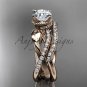 14kt rose gold diamond leaf and flower wedding set with a Moissanite center stone ADLR70S