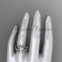 14kt rose gold diamond leaf and flower wedding set with a Moissanite center stone ADLR70S