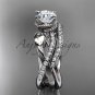 Platinum diamond leaf and flower wedding set with a Moissanite center stone ADLR70S