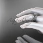 Platinum diamond leaf and flower wedding set with a Moissanite center stone ADLR70S
