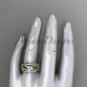 14kt yellow gold flower double wedding band with engagement ring ADLR70S