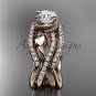 14kt rose gold flower double wedding band with engagement ring ADLR70S