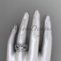 14kt white gold flower double wedding band with a Moissanite center stone engagement ring ADLR70S