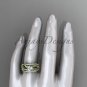 14kt yellow gold flower double wedding band with a Moissanite center stone engagement ring ADLR70S
