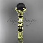 14kt yellow gold diamond leaf and floral round tahitian black cultured pearl engagement ring ABP35